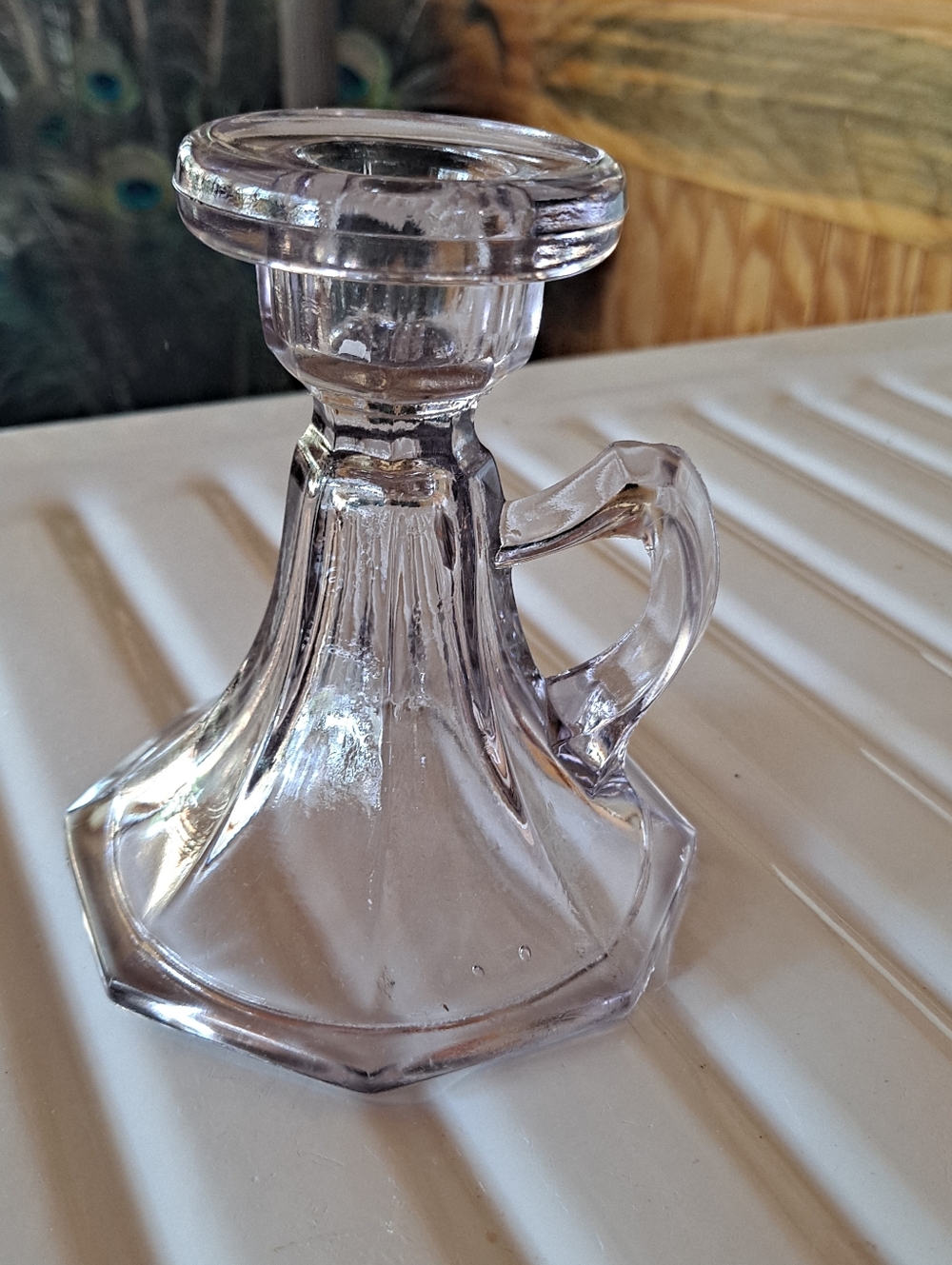Antique Amethyst Glass Candle Holder